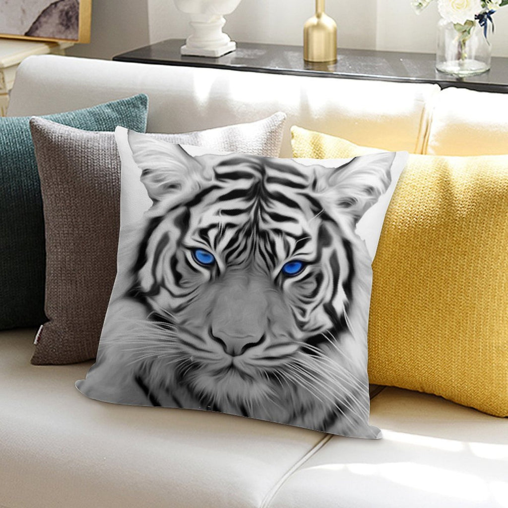 White Tiger with Blue Eyes Soft Style Accent Throw Pillow