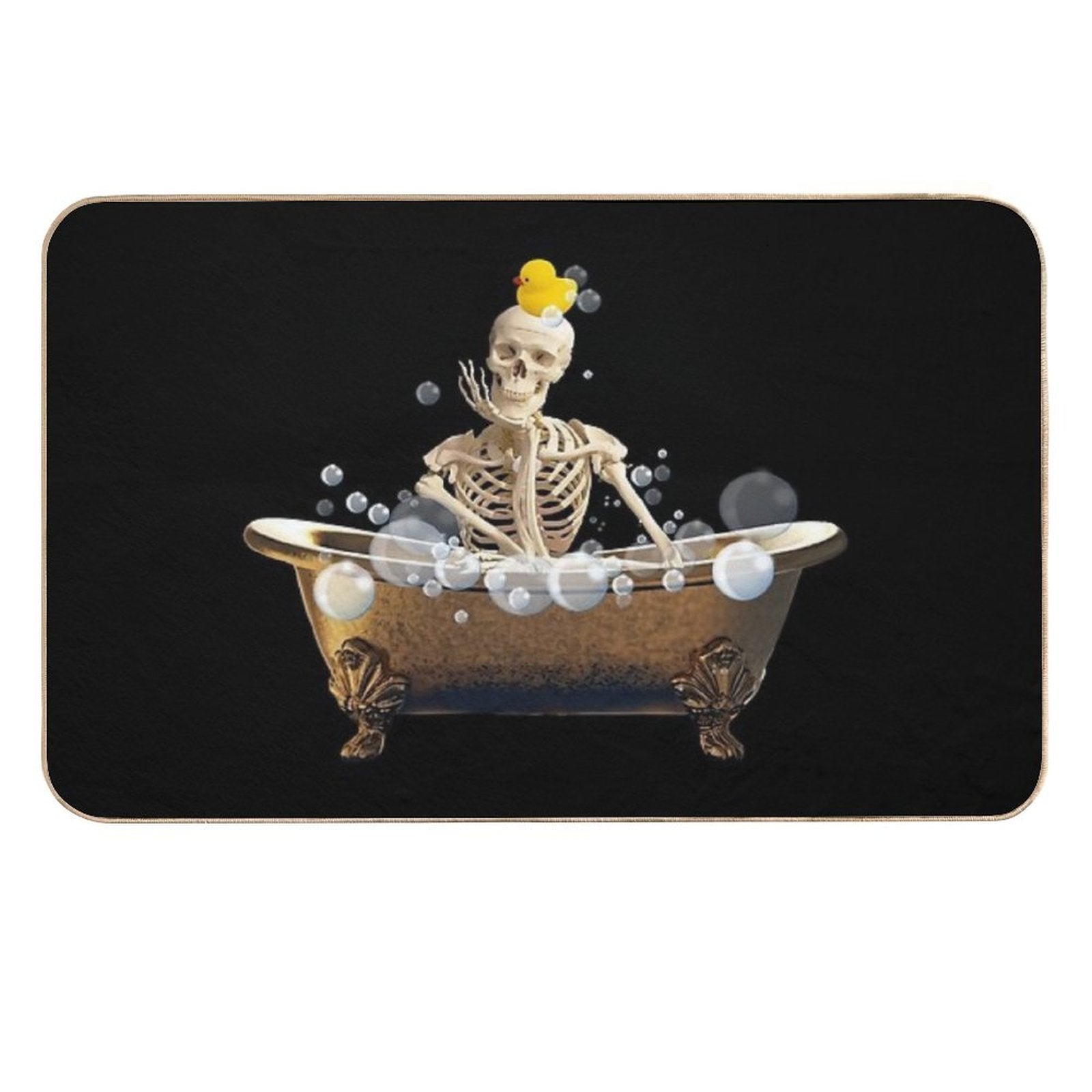 Skeleton Relaxing in The Bath  Pet-Safe Bath Mat