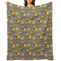 Construction Trucks on Gray Travel-friendly Throw Blanket