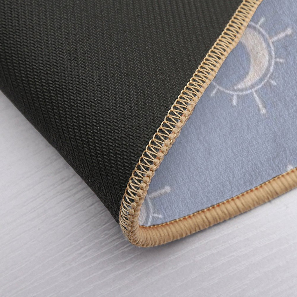 Cosmic Sun And Moon Design Soft Aesthetic In Muted Colors Pigeon Blue  Slip-Resistant Bath Mat
