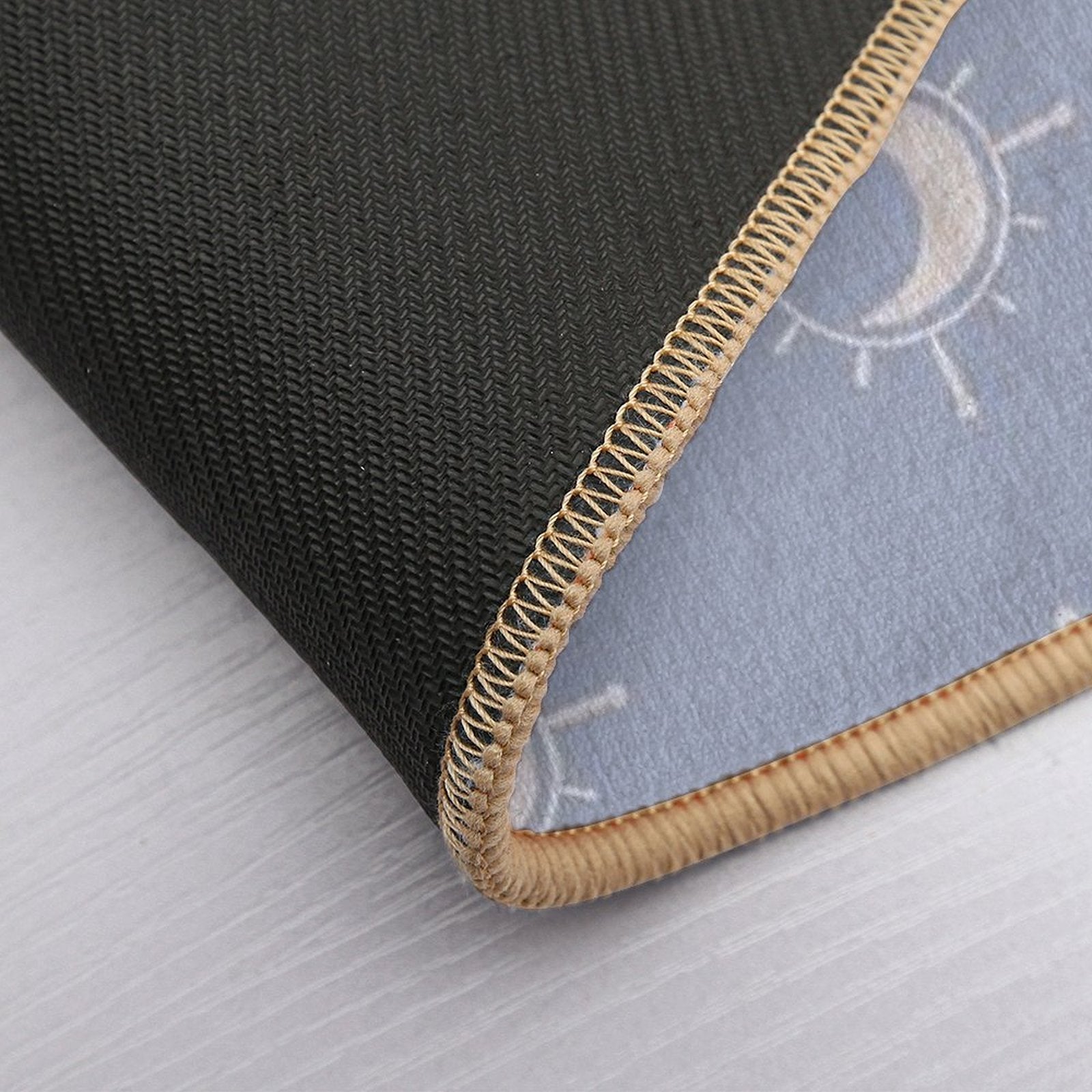 Cosmic Sun And Moon Design Soft Aesthetic In Muted Colors Pigeon Blue  Slip-Resistant Bath Mat