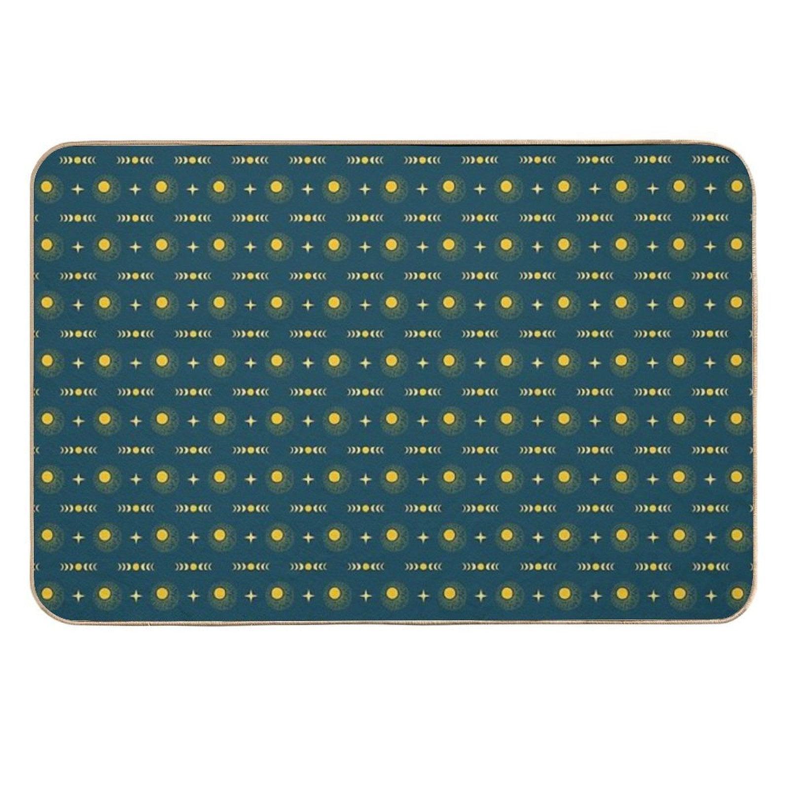 Boho Sun Moon & Stars - Navy & Yellow  Rapid-Drying Bath Mat