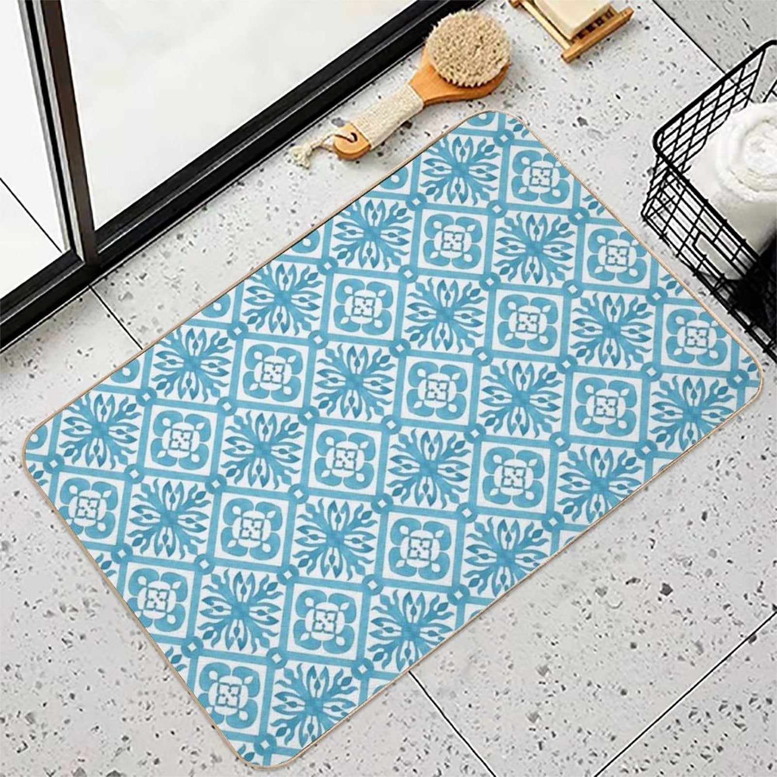 Watercolor Blue  Toxin-Free Bath Mat
