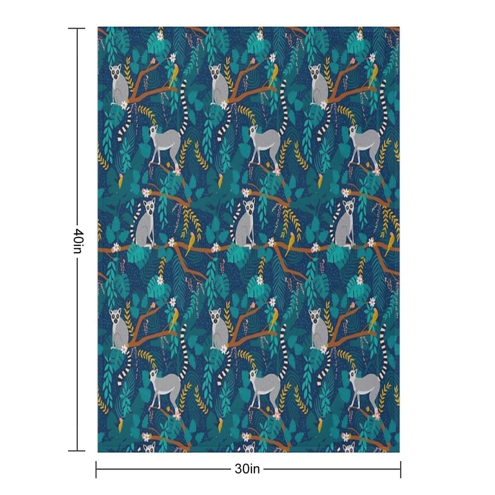 Lemurs in A Blue Jungle Easy Care Throw Blanket