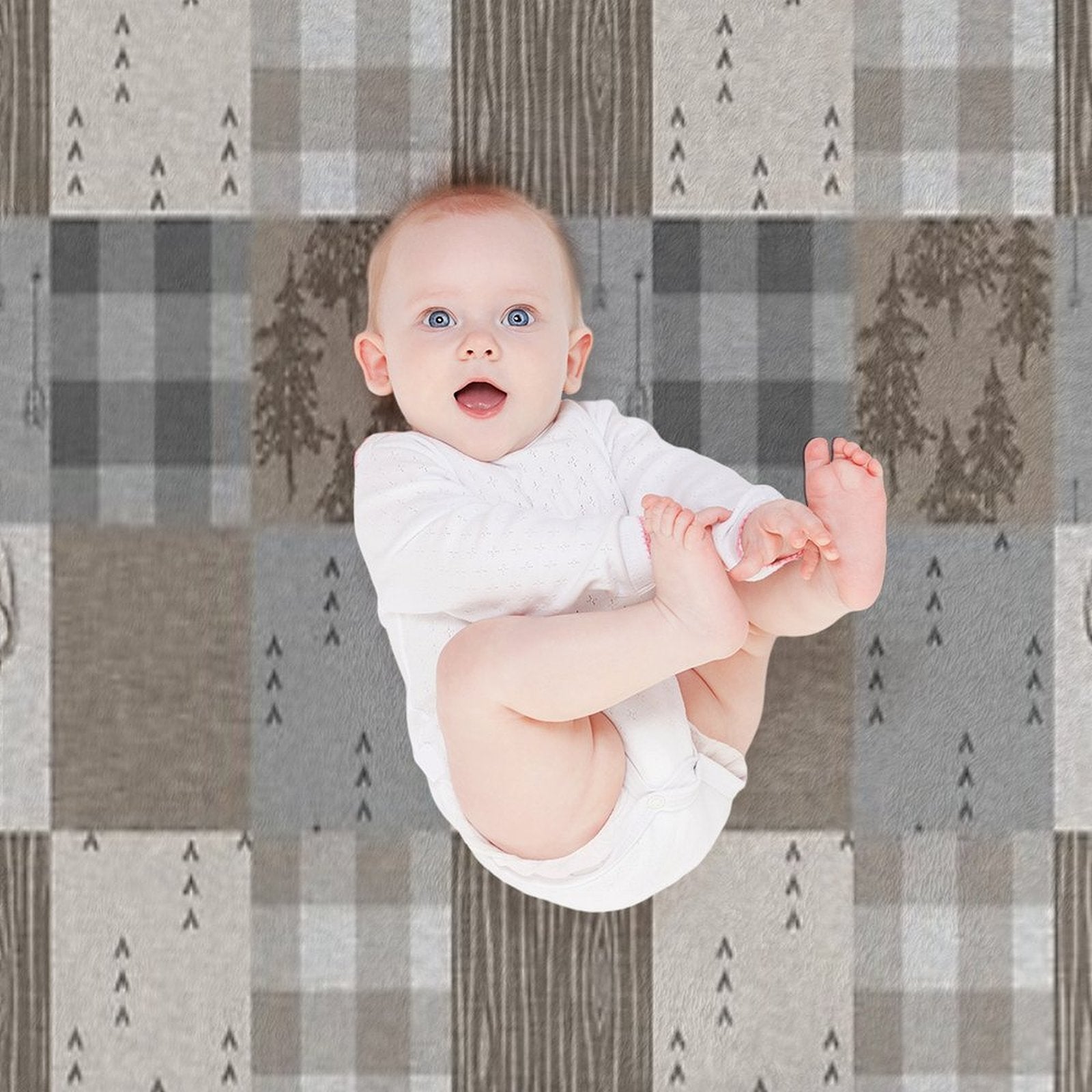 Deer Patchwork - Rustic Neutrals Easy Care Throw Blanket
