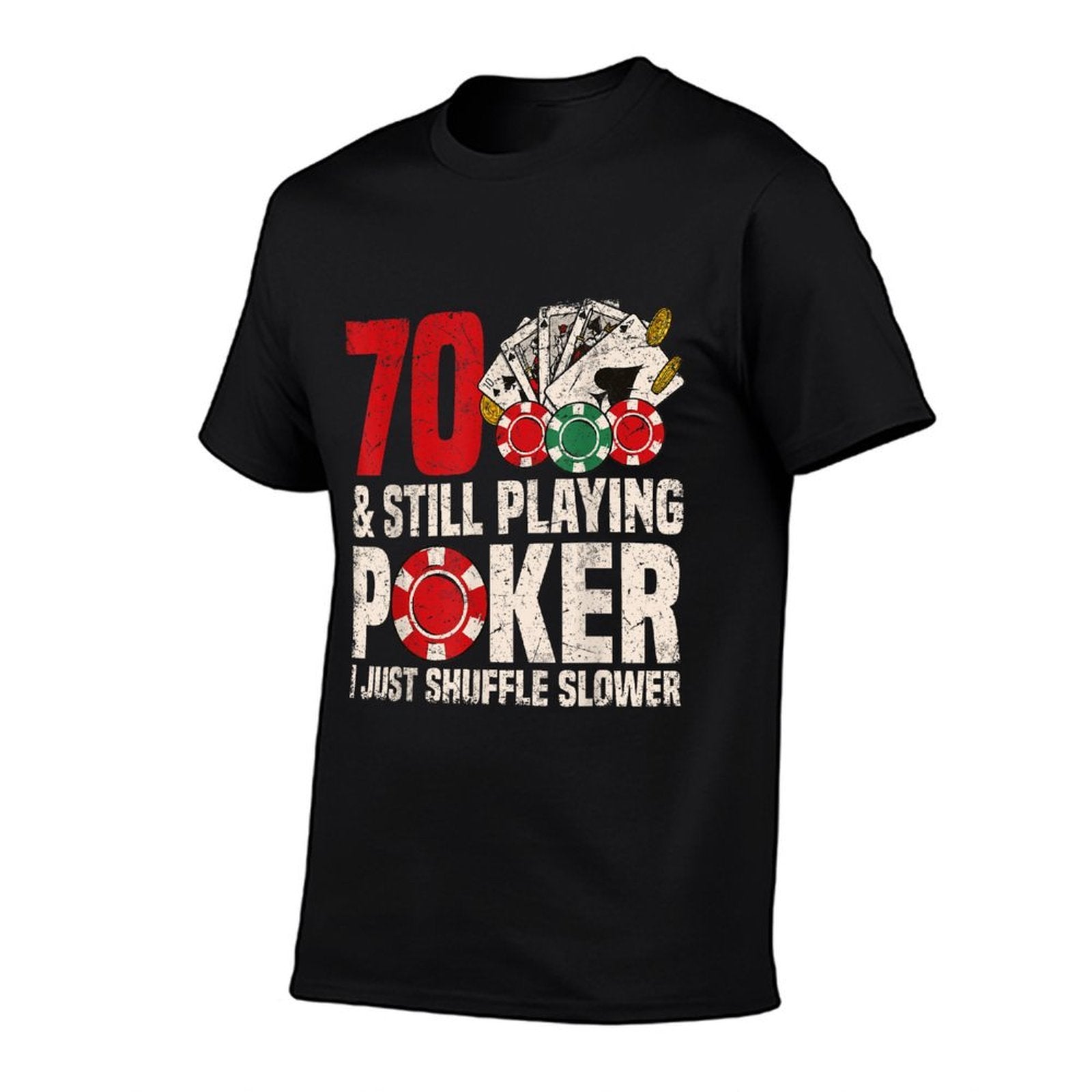 Mens 70th Birthday Poker  Oversized Silhouette T-Shirt