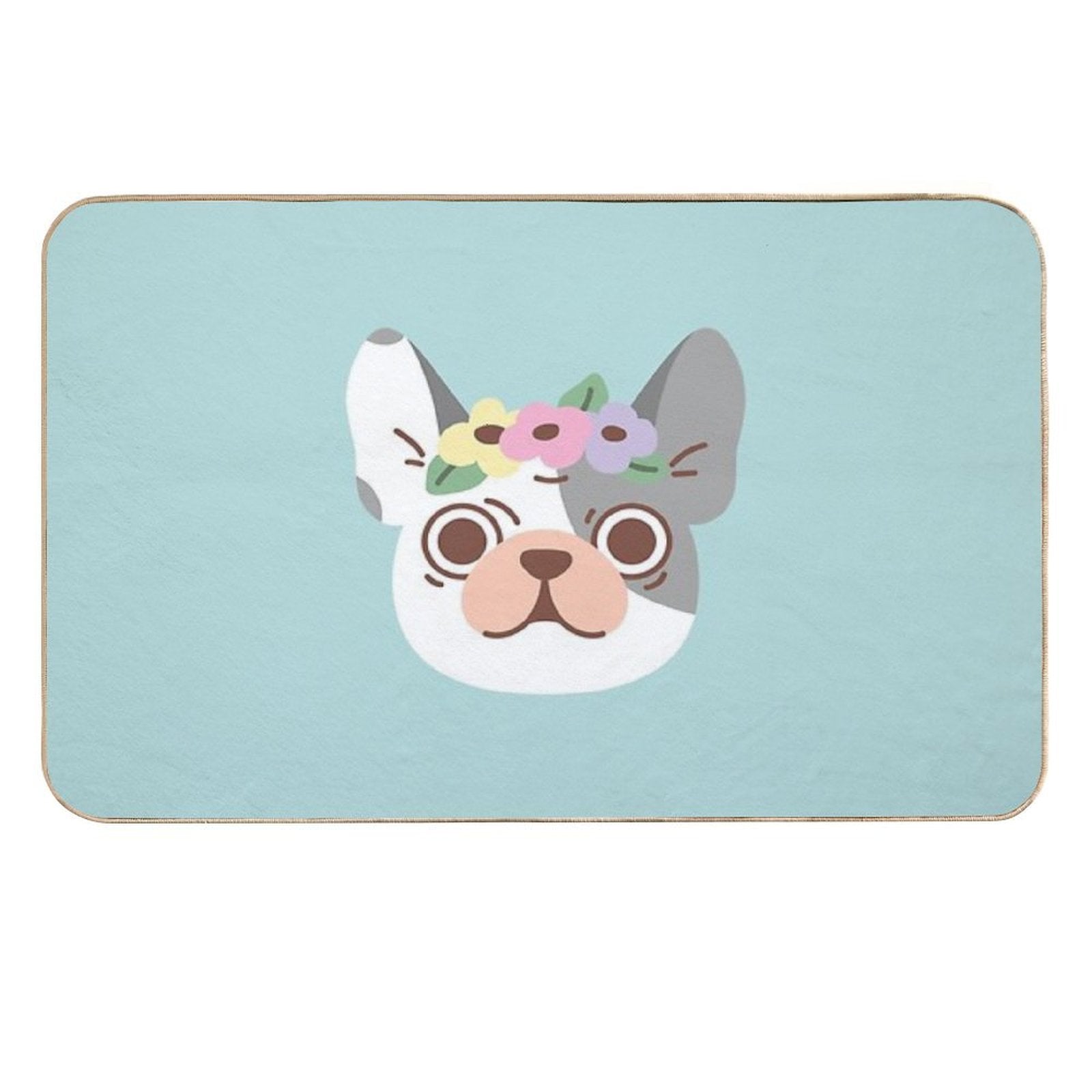 French Bulldog And Flowers  Fade-Resistant Bath Mat
