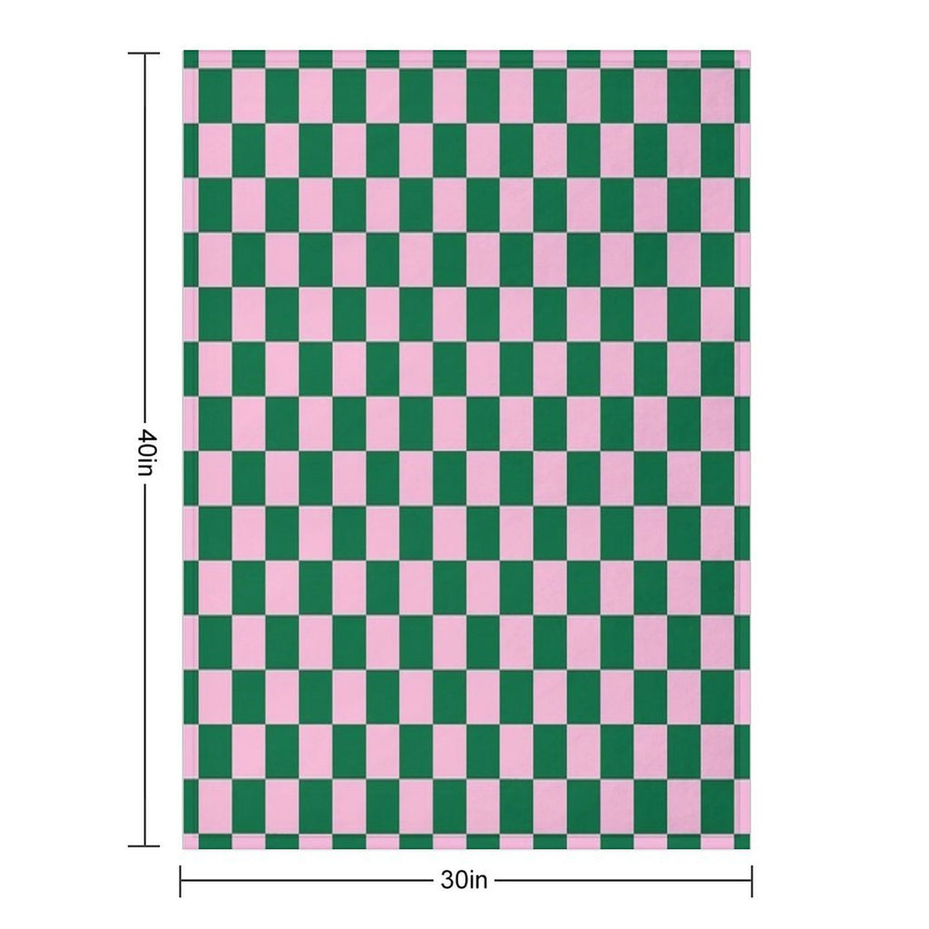 Cotton Candy Pink And Cadmium Green Checkerboard Premium Throw Blanket
