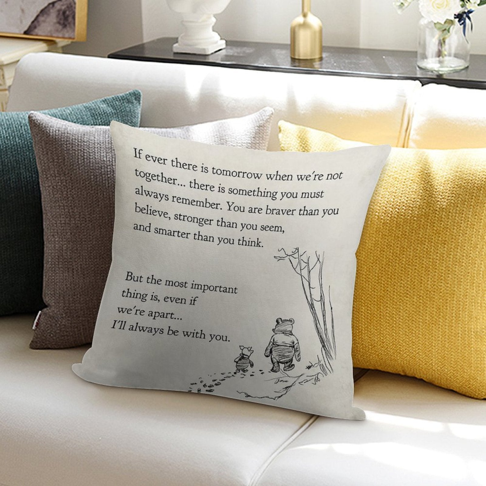 Winnie The Pooh Book Page - If Ever A Tomorrow…braver Than You Believe Soft High-Density Material Throw Pillow