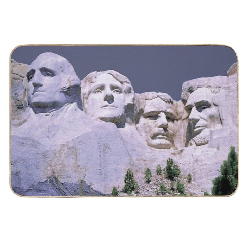 MOUNT RUSHMORE; Presidents Sculpture Vintage Print  Easy To Clean Bath Mat