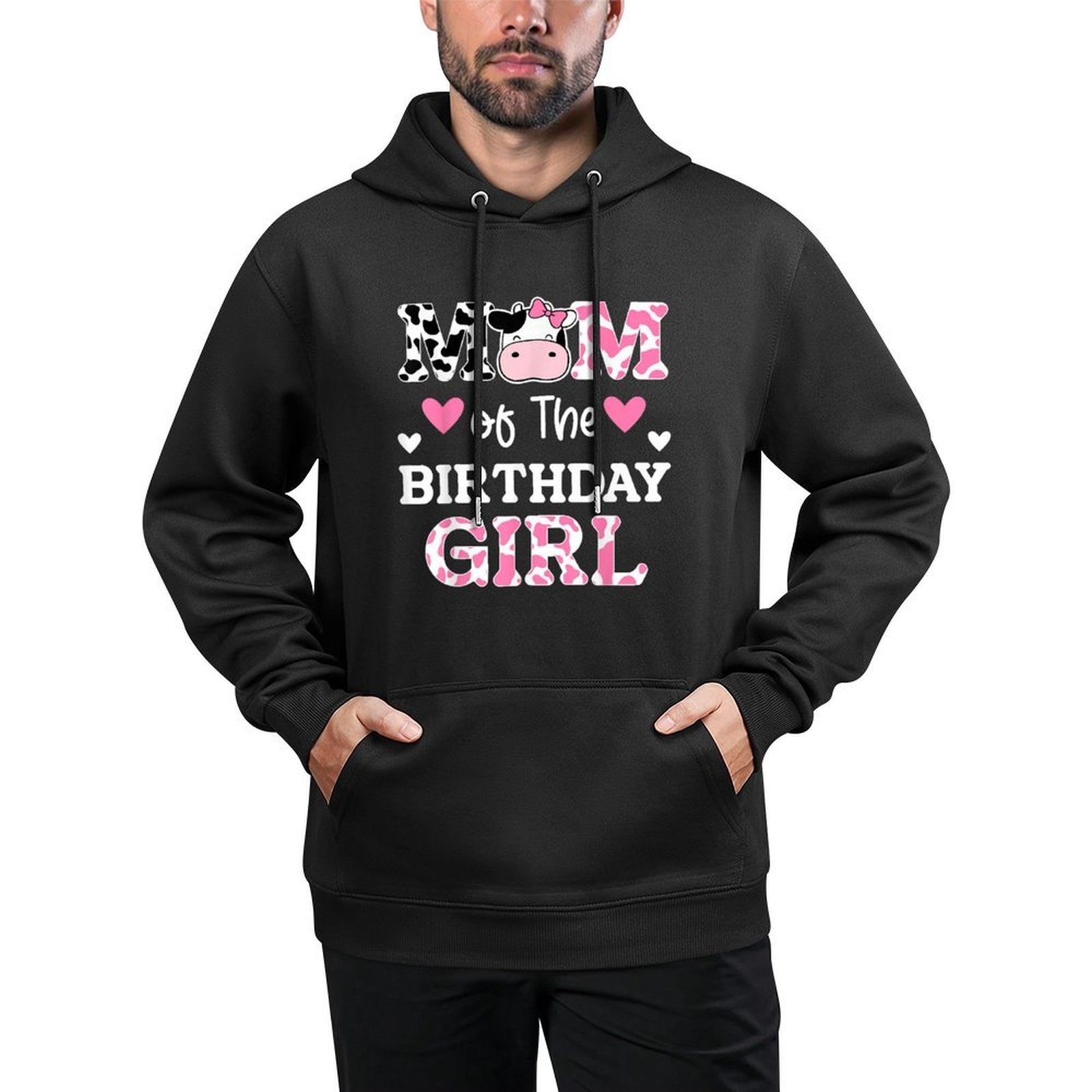 Mom of The Birthday Girl Farm Cow Mommy Mama 1st Pilling-Resistant Hoodie