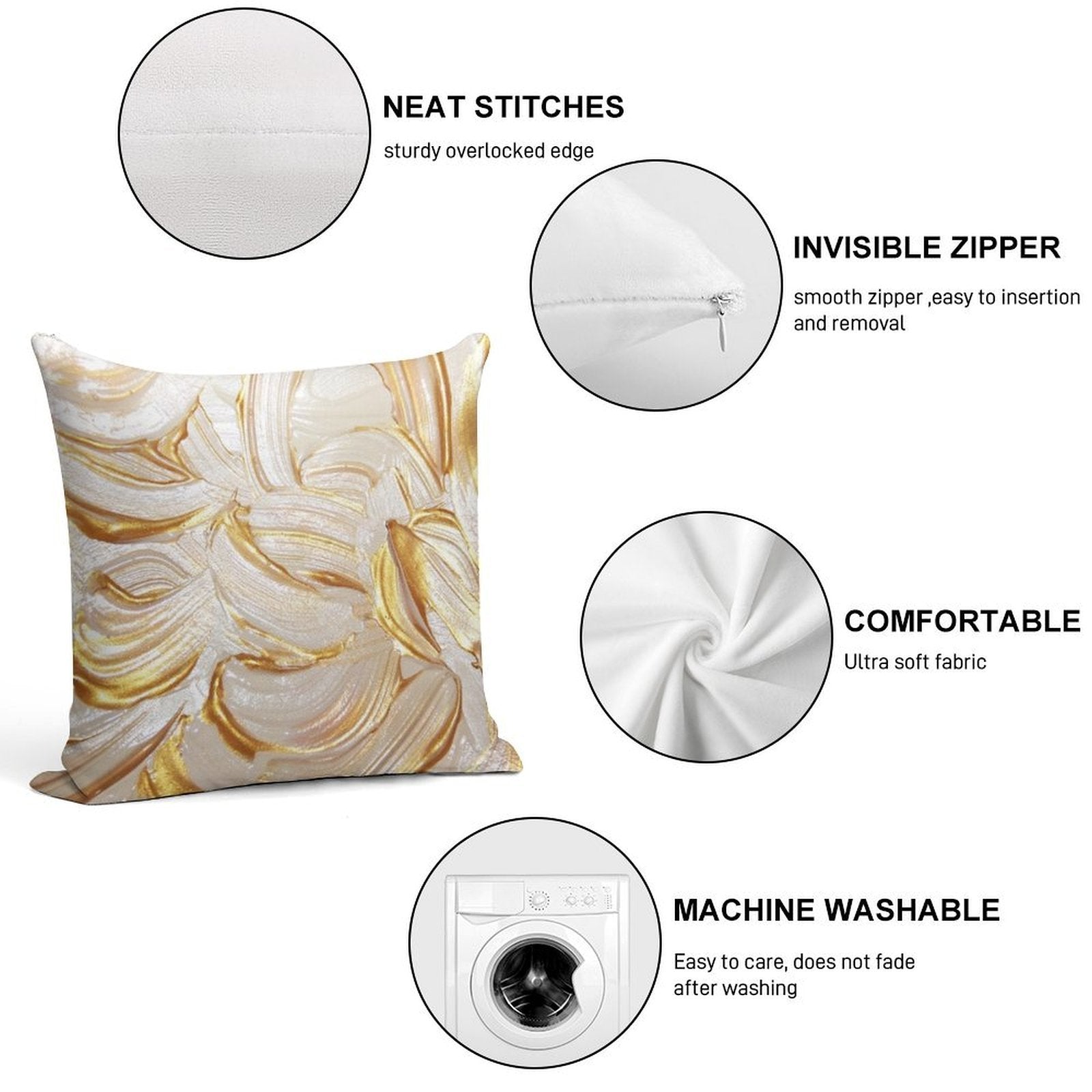 Cream & Gold Wet Paint Soft Warmth Comfort Throw Pillow