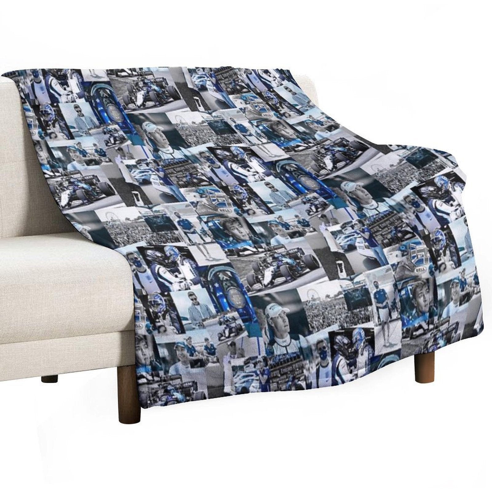 George Russle Williams Racing Collage Machine-washable Throw Blanket