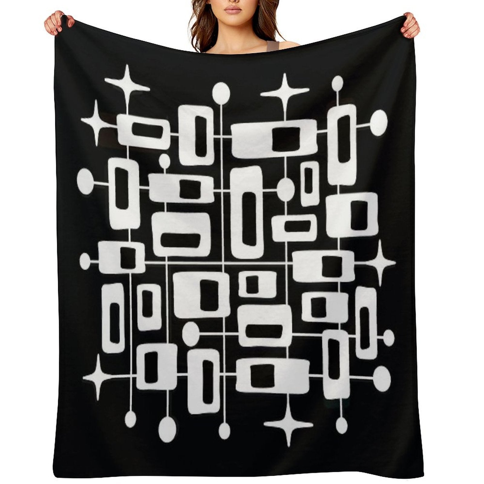 Mid Century Modern Cosmic Abstract Geometric Pattern Easy Care Throw Blanket