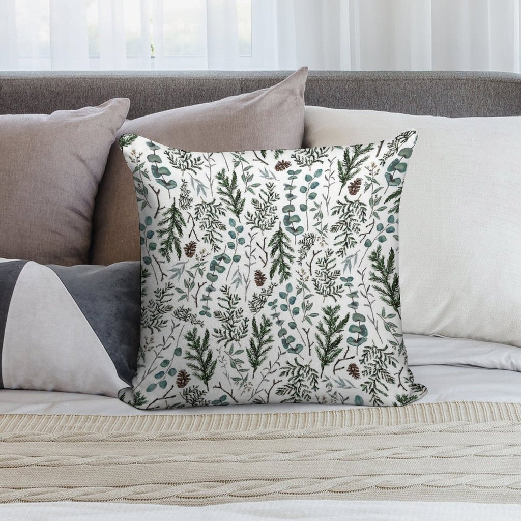 Pine And Eucalyptus Greenery Soft Warmth Comfort Throw Pillow