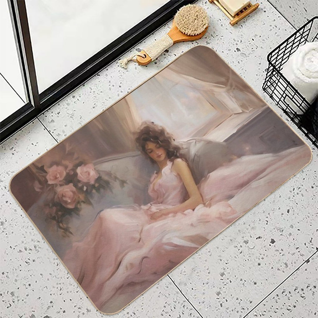 Coquette Aesthetic Vintage Painting of A Languid Woman  Odorless Bath Mat