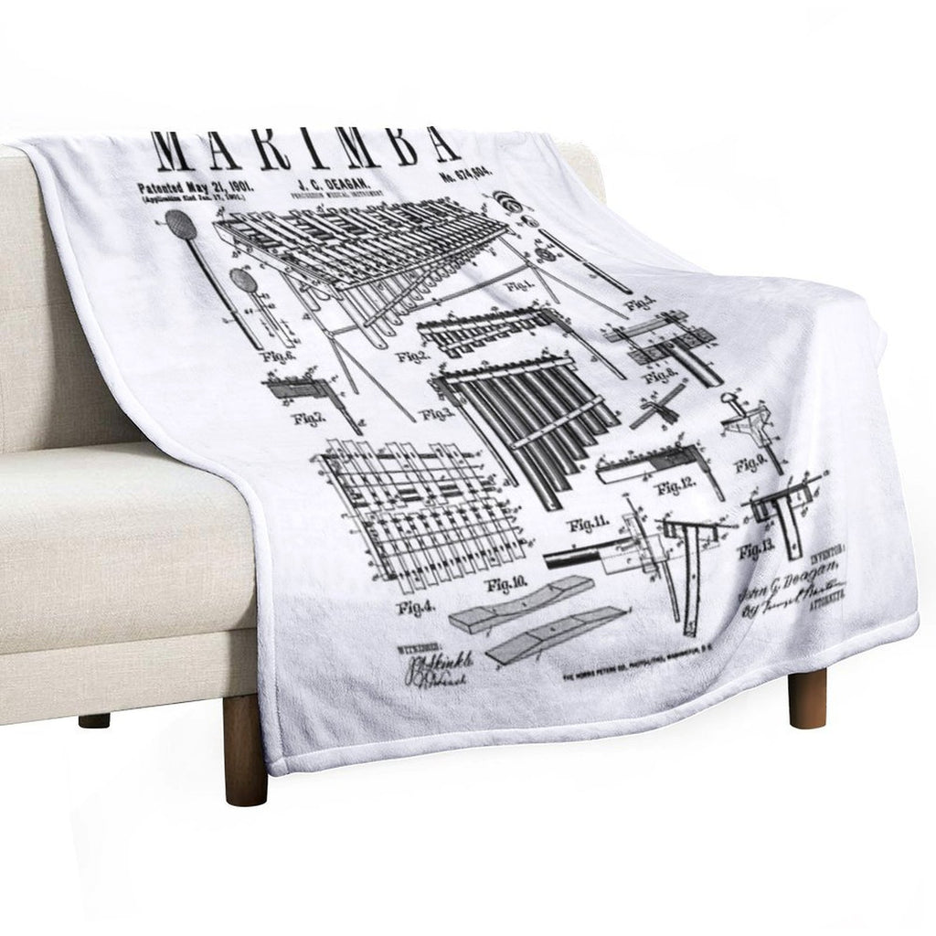 Marimba Player Percussion Musical Instrument Vintage Patent Premium Throw Blanket