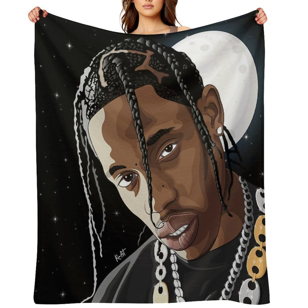 Travis Scott Moon Art Plush Throw Blanket