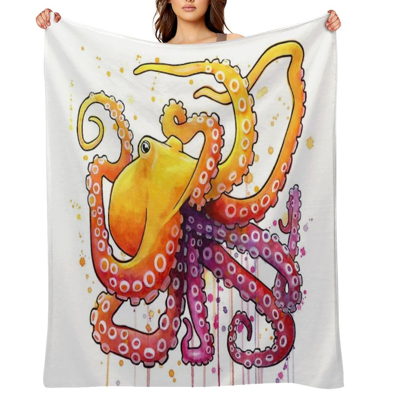 Octopus Sunrise Multi-functional Throw Blanket