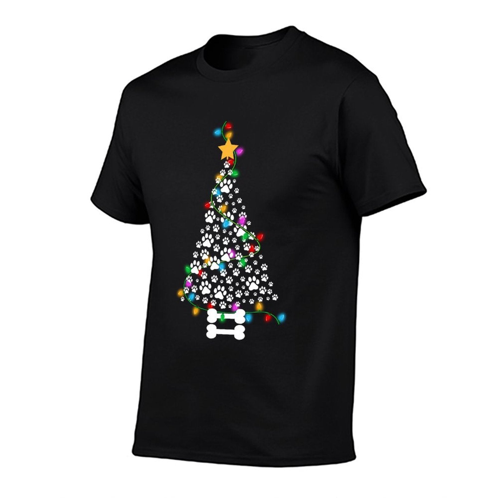 Dog Paw Christmas Tree Lights Funny Puppy Dog Lover Xmas  Affordable Price T-Shirt