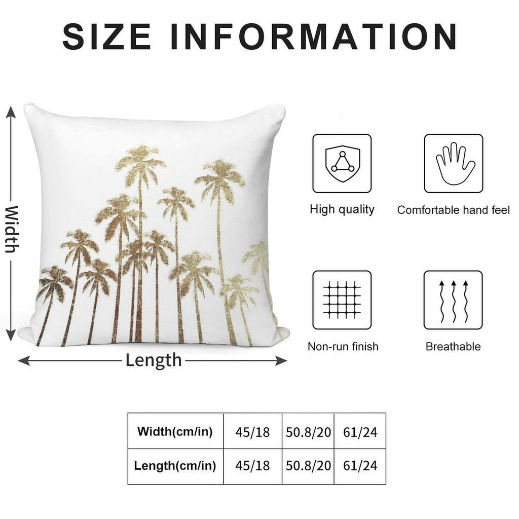 Glamorous Gold Tropical Palm Trees on White Soft Multiple Sizes Throw Pillow