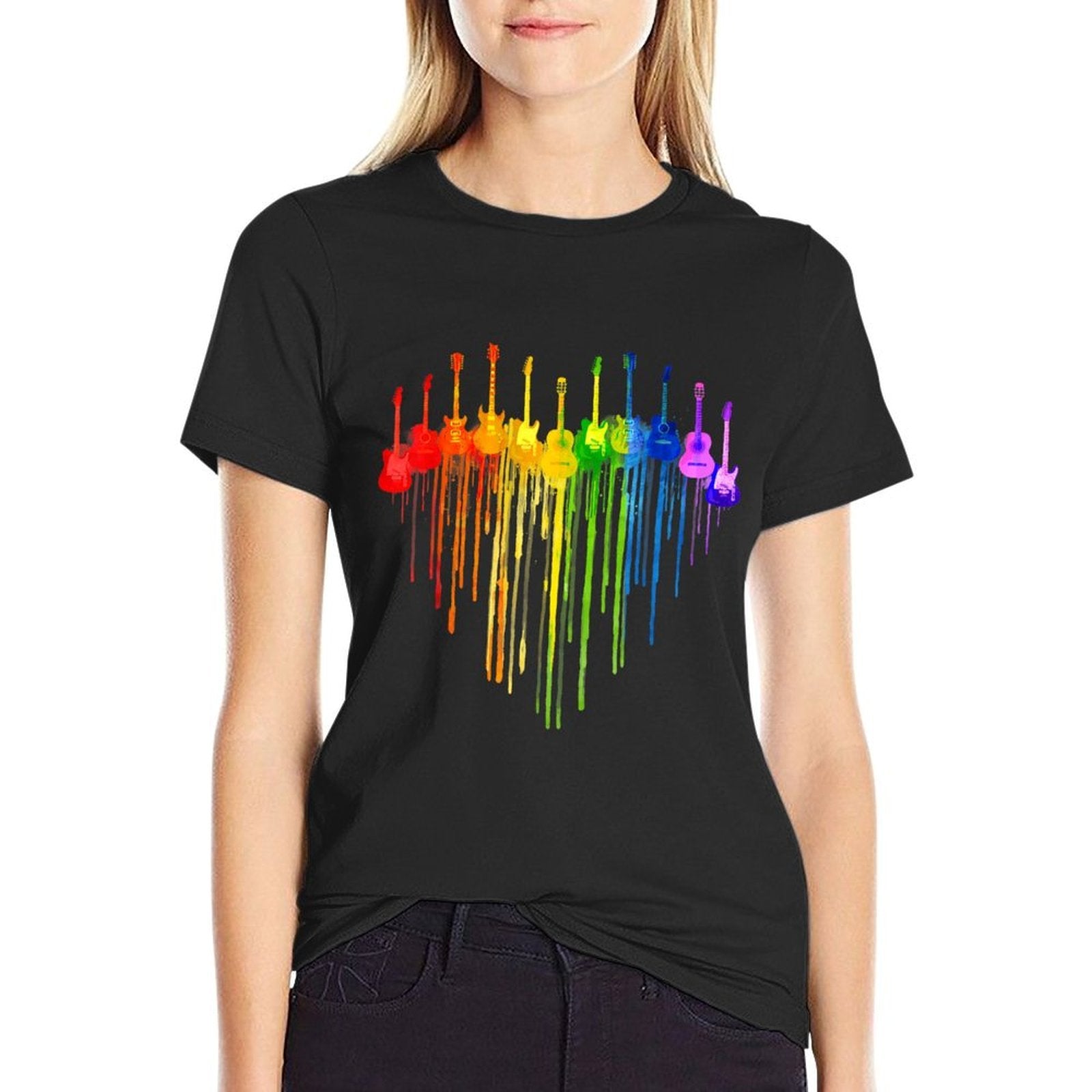 Rainbow Guitar Heart Guitar Music Lover Gay Pride LGBT Gifts  Eco-friendly Material T-Shirt