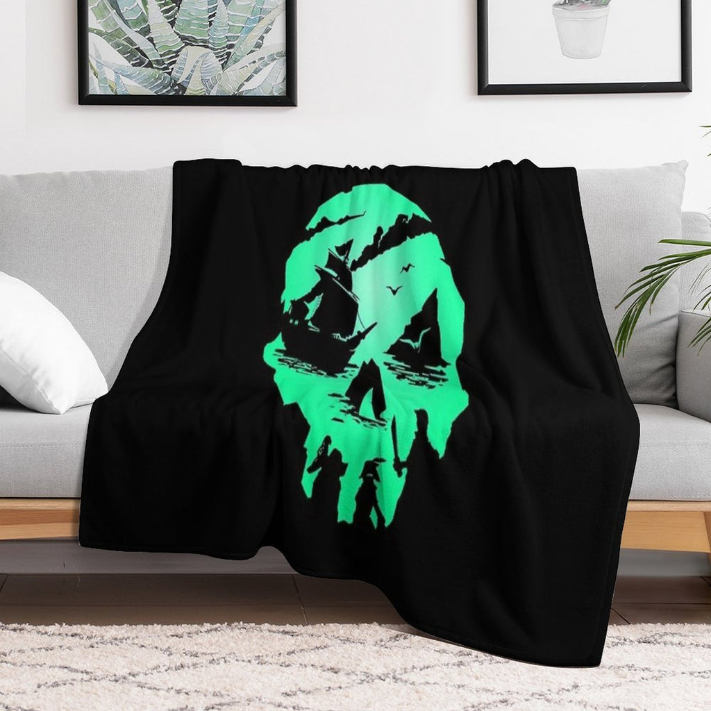 Green Mask Game Cooperate Action Play Durable Throw Blanket