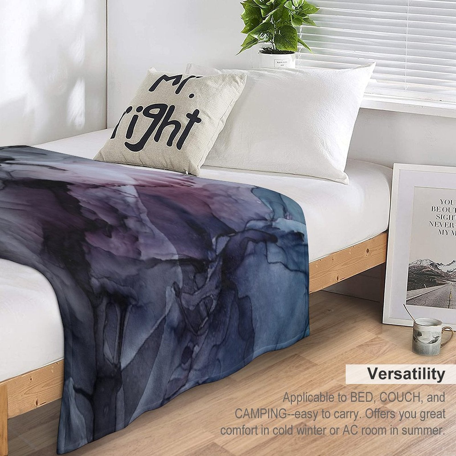 Moody Dark Chaos Inks Abstract Multi-functional Throw Blanket