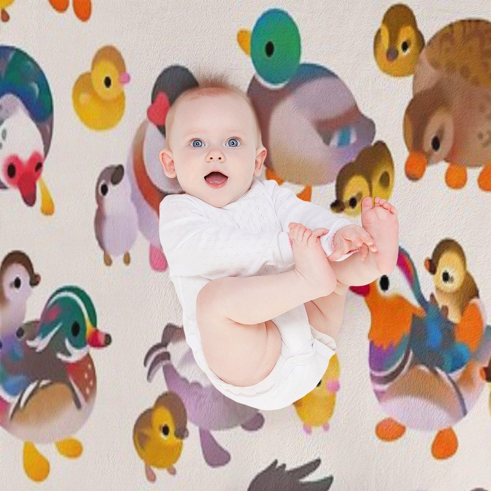 Duck And Duckling All-season Throw Blanket
