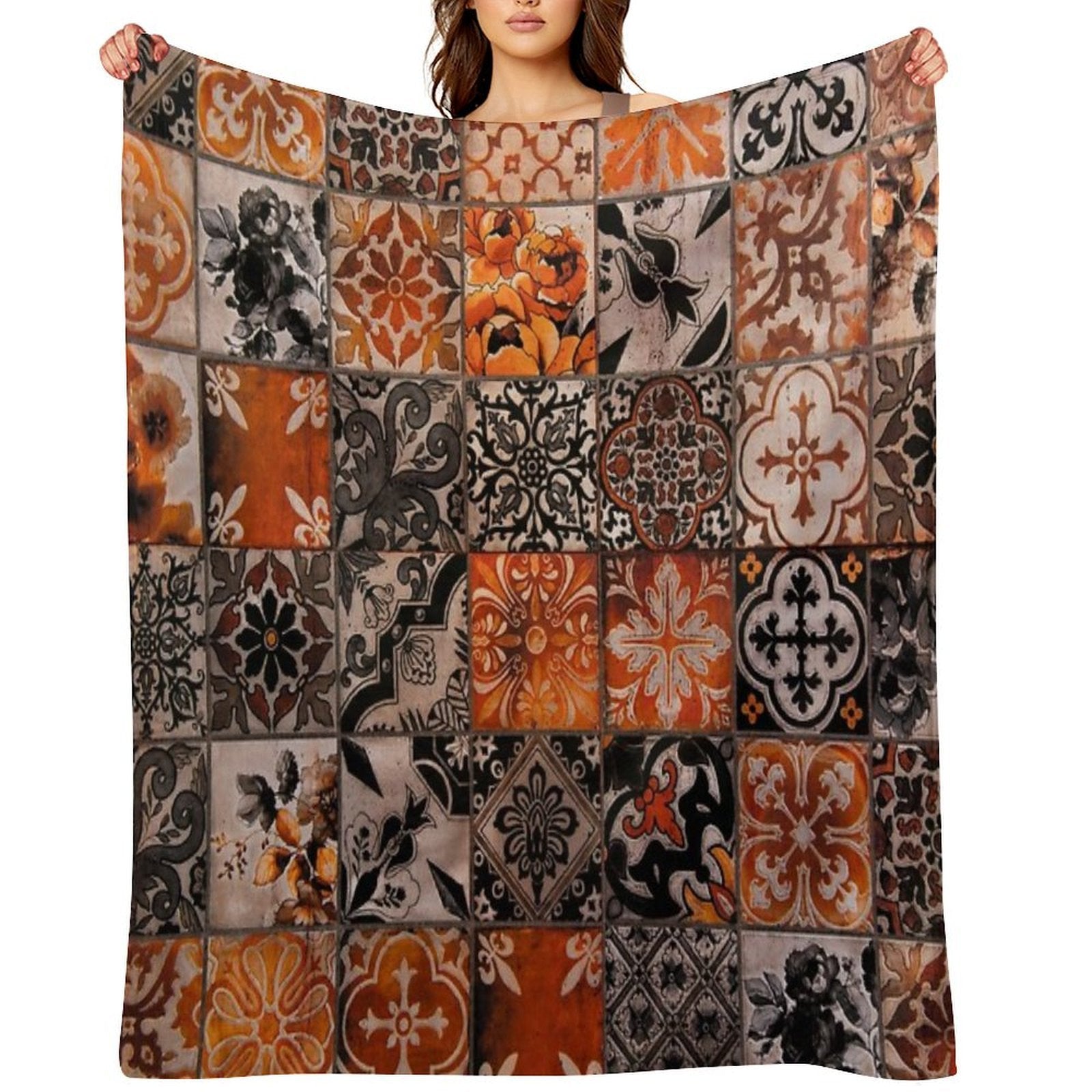 Traditional Tiles Quick-dry Throw Blanket