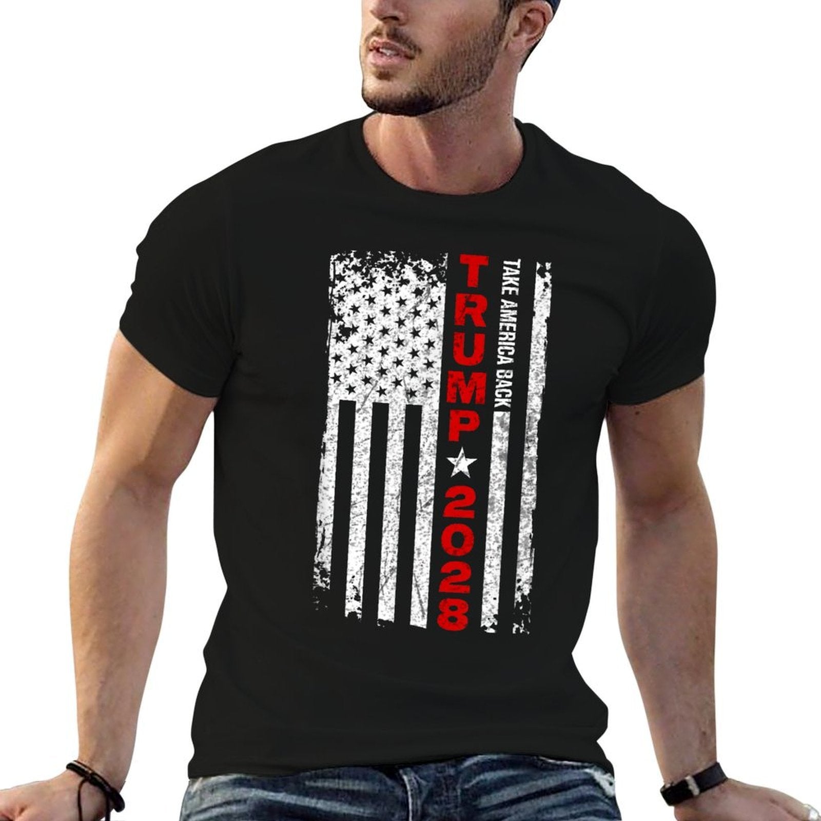 Donald Trump 2028 Take America Back Election American  Fade-proof Color T-Shirt