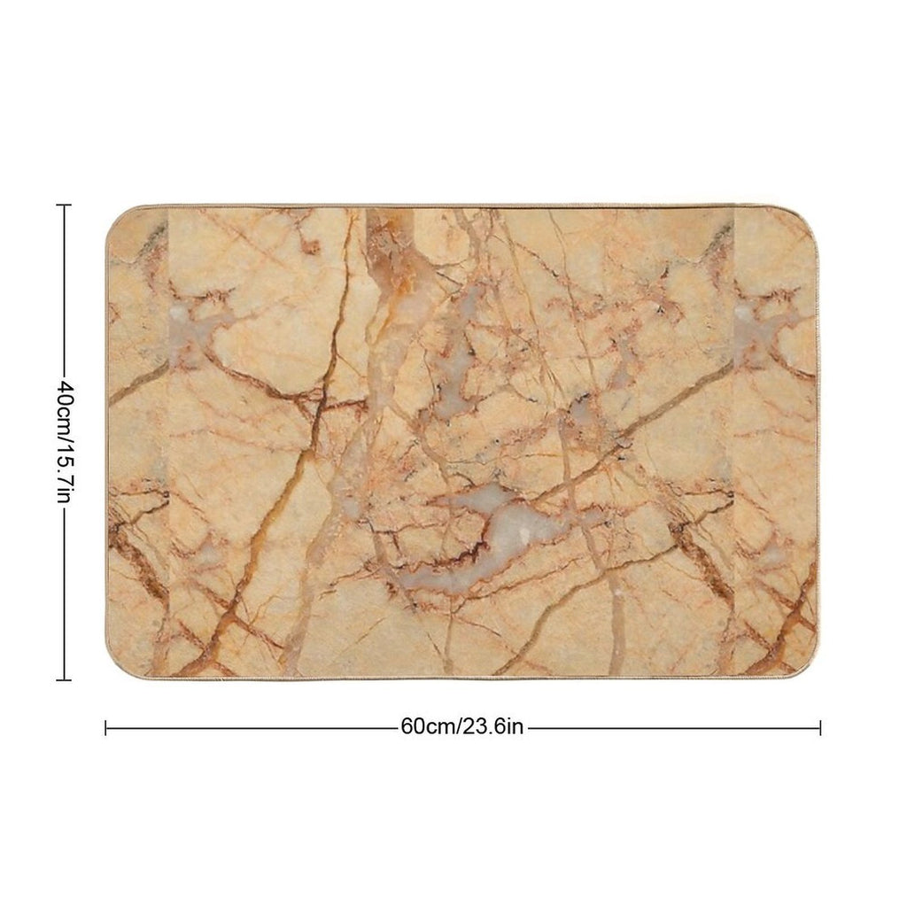 Beige Brown Marble Pattern  Non-Slip Bath Mat