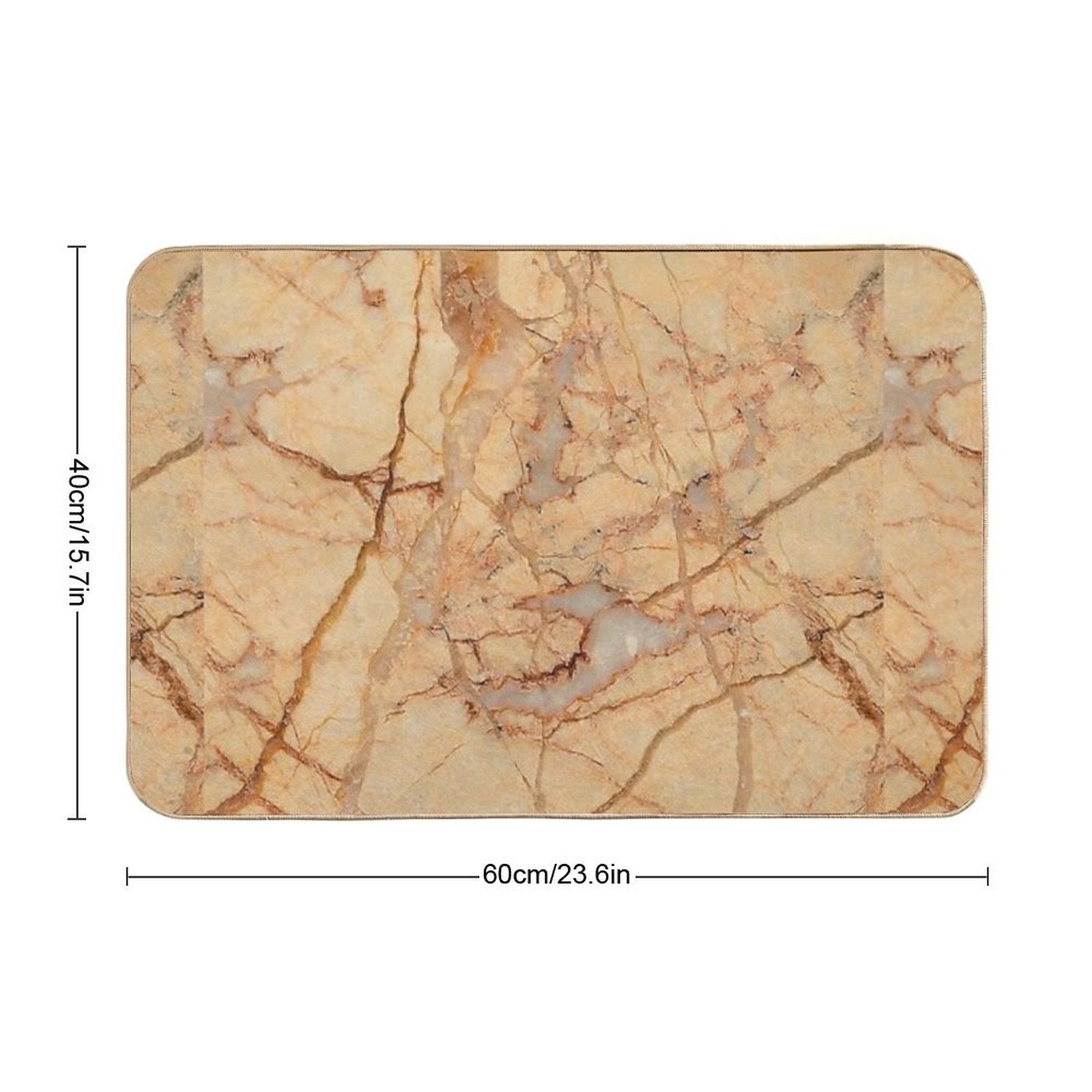 Beige Brown Marble Pattern  Non-Slip Bath Mat