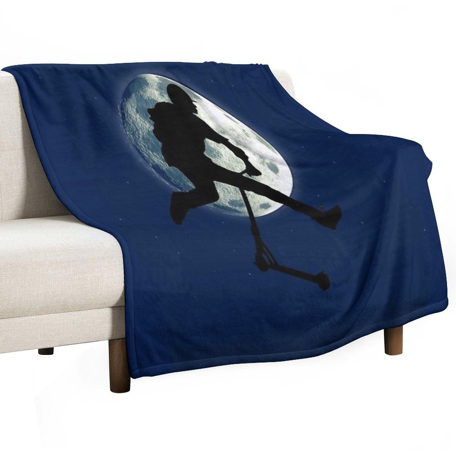 Night Scootering - Stunt Scooter And Full Moon Premium Throw Blanket