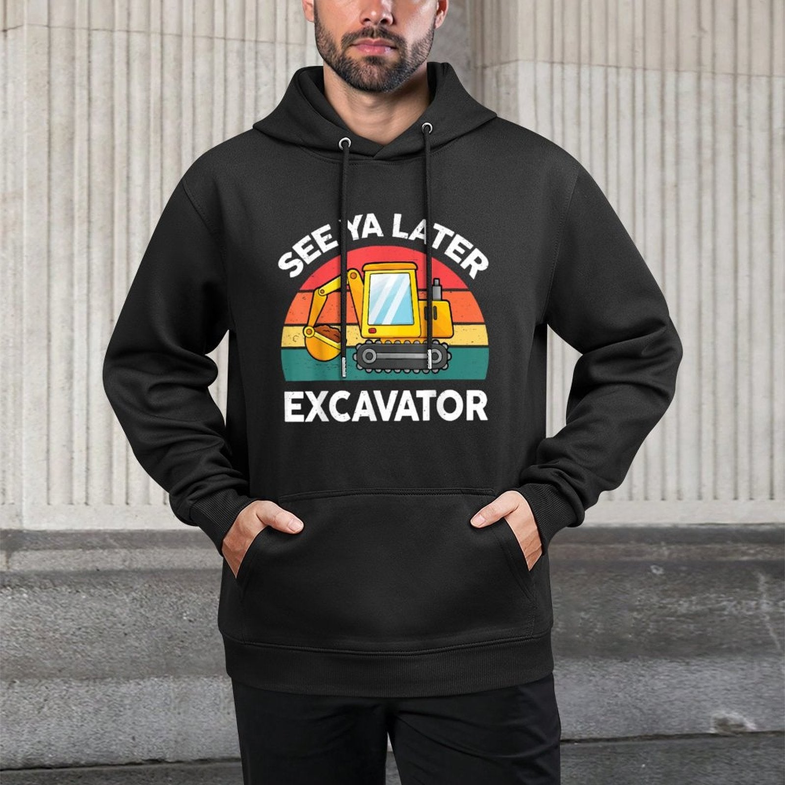 Kids See Ya Later Excavator-Shirt Toddler Boy Construction Shape Retention Hoodie