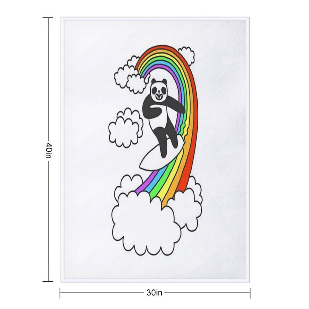Pandas Surf Rainbows Versatility Throw Blanket
