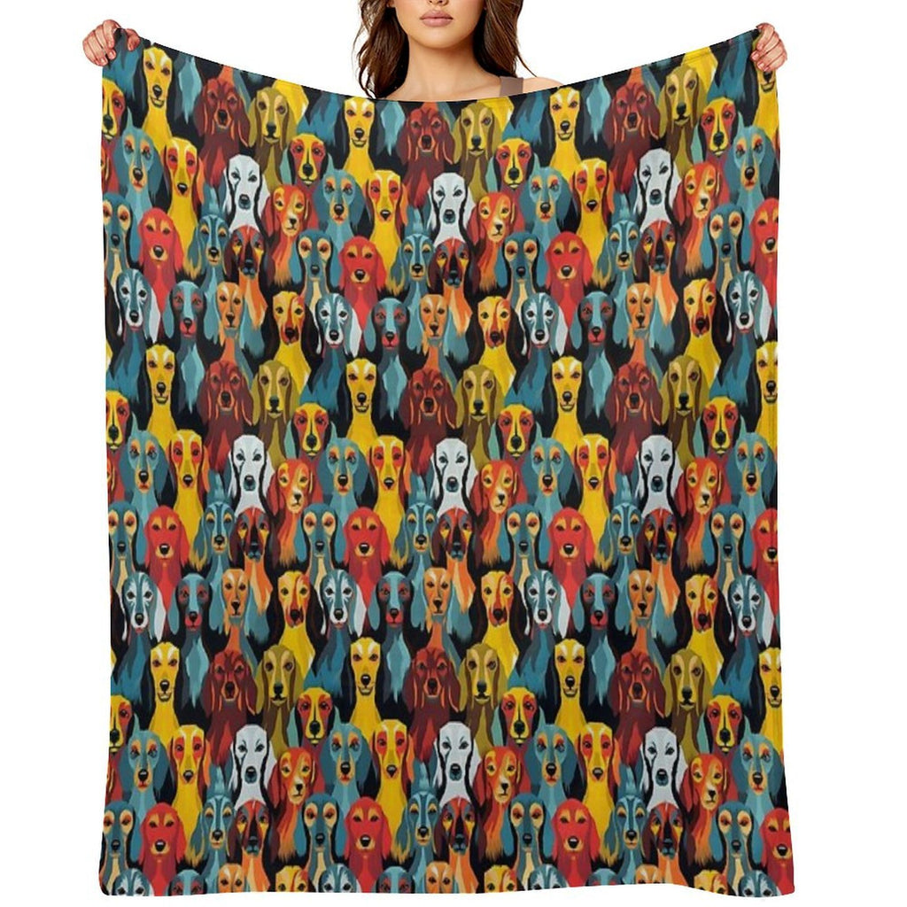 Dachshund in Geometric Camouflage Pattern Lightweight Throw Blanket