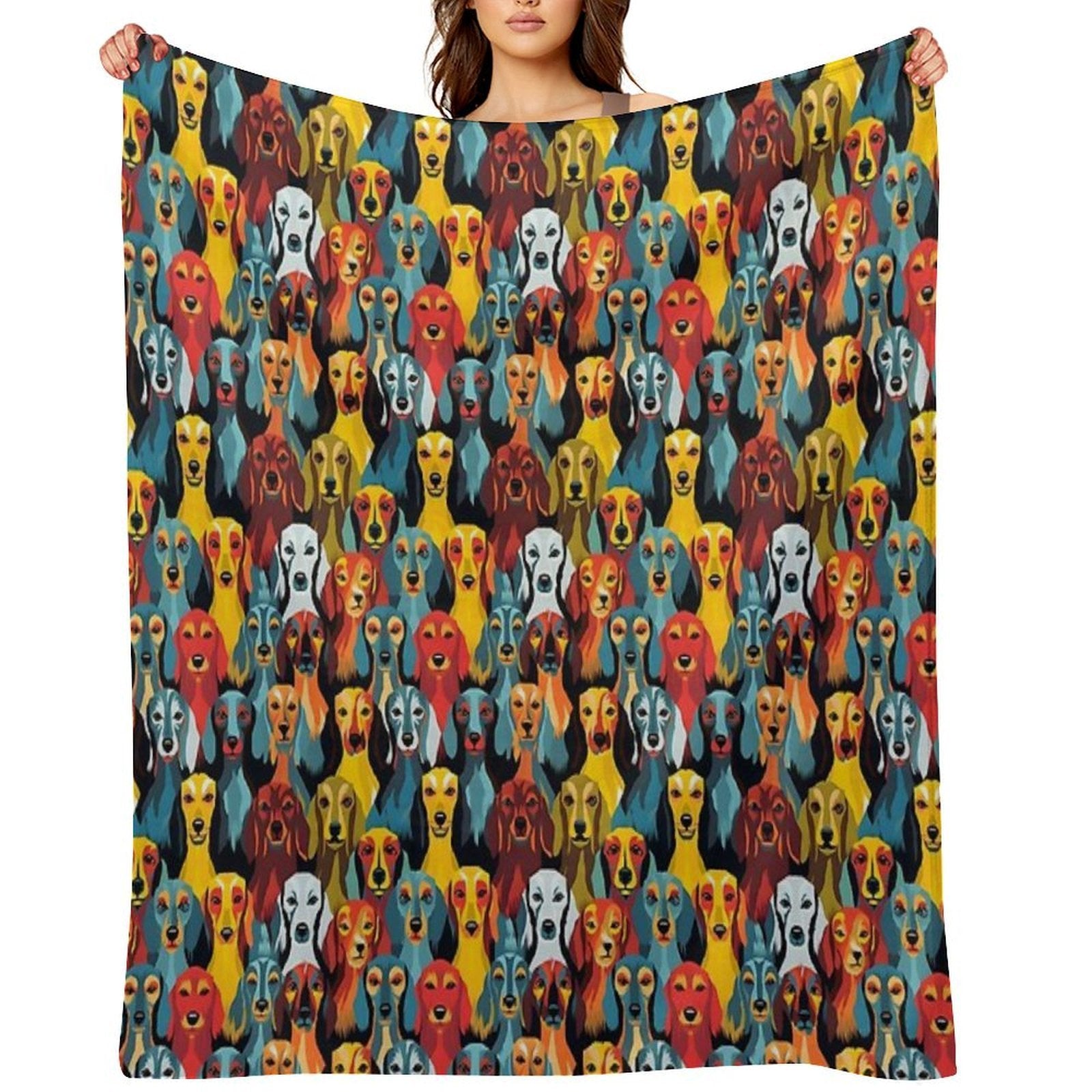 Dachshund in Geometric Camouflage Pattern Lightweight Throw Blanket