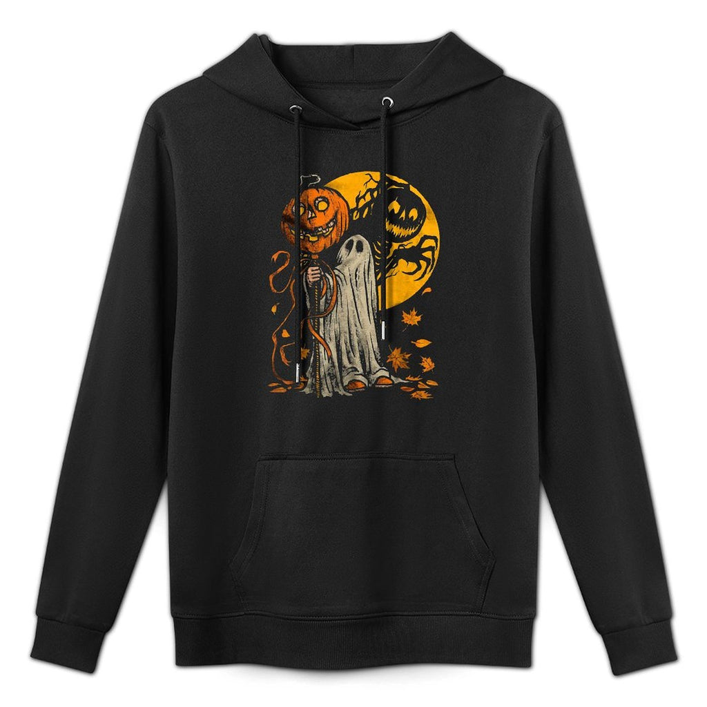 Halloween Pumpkin Ghost Autumn Leaves Graphic Art Versatile Streetwear Hoodie
