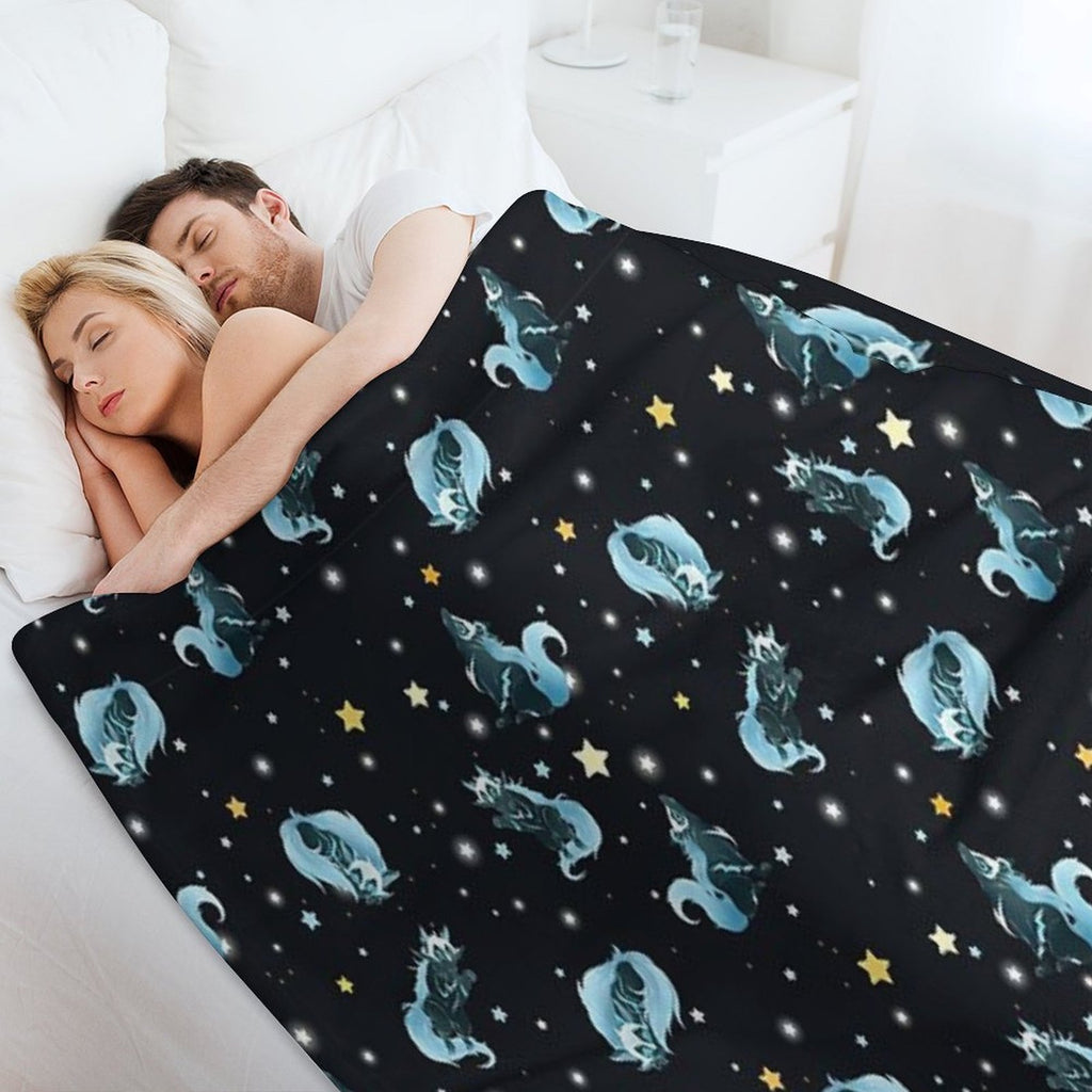 Cosmic Wolf Shrink-resistant Throw Blanket
