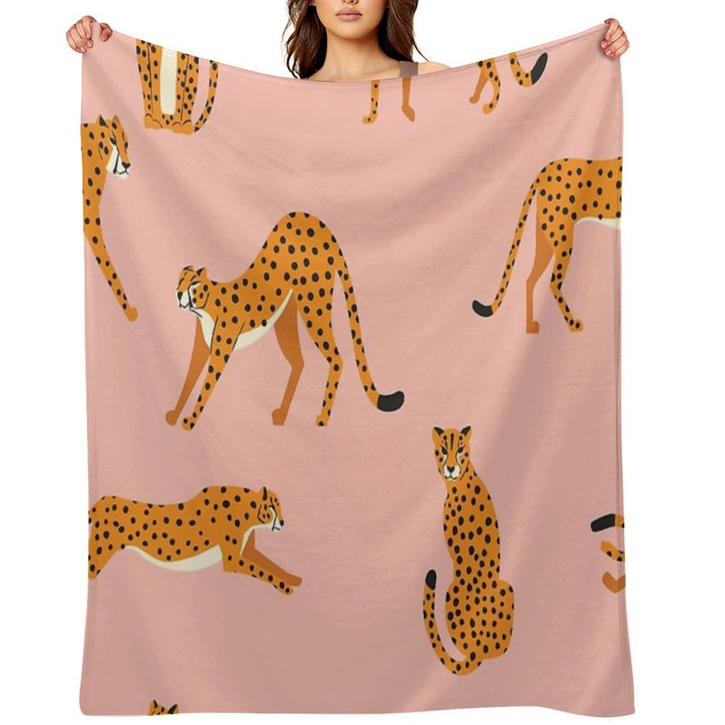 Cheetahs Pattern on Pink Gift-ready Throw Blanket