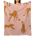 Cheetahs Pattern on Pink Gift-ready Throw Blanket