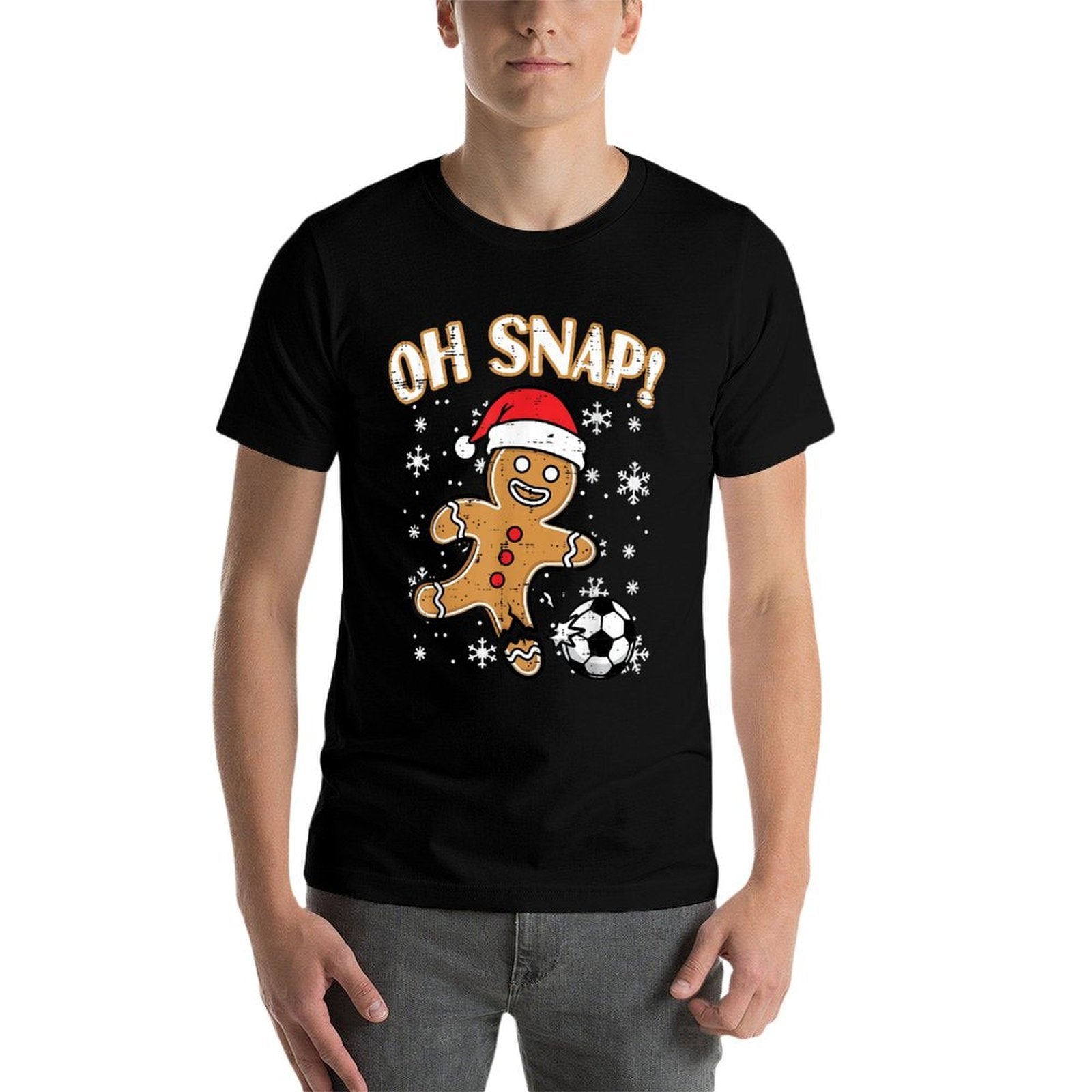 Christmas Gingerbread Soccer Oh Snap Funny Xmas Boys Kid Men  Vintage-inspired T-Shirt