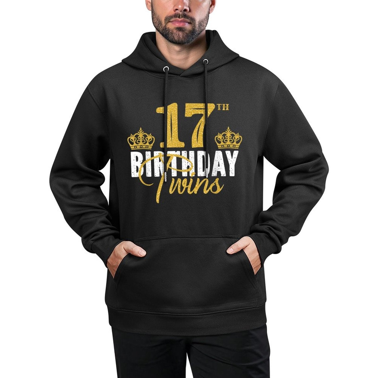 17th Birthday Twins 17 Years Old Party Idea For Boy And Girl Kangaroo Pocket Hoodie