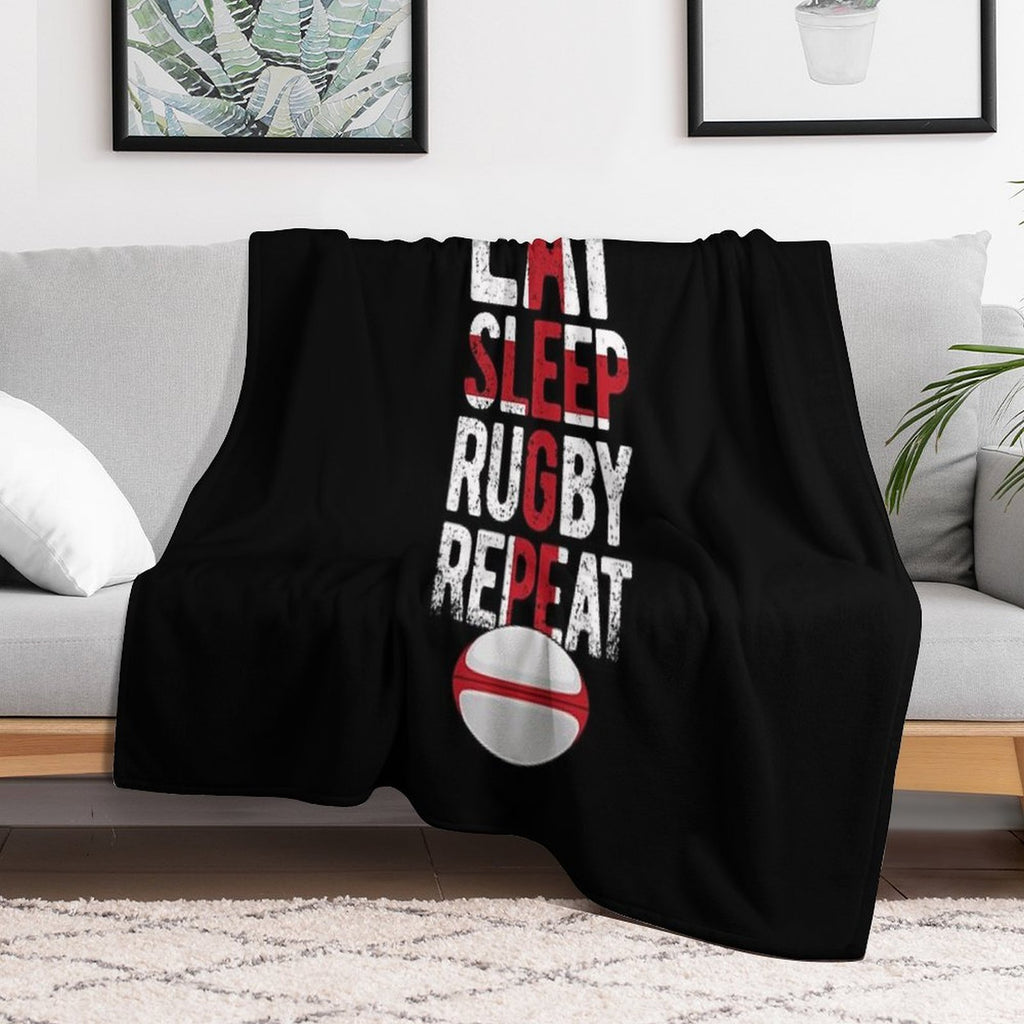 Eat Sleep Rugby Repeat England Rugby Quick-dry Throw Blanket