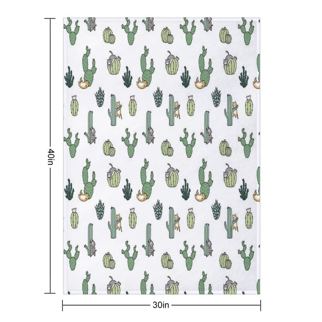 Cacti Cats Machine-washable Throw Blanket