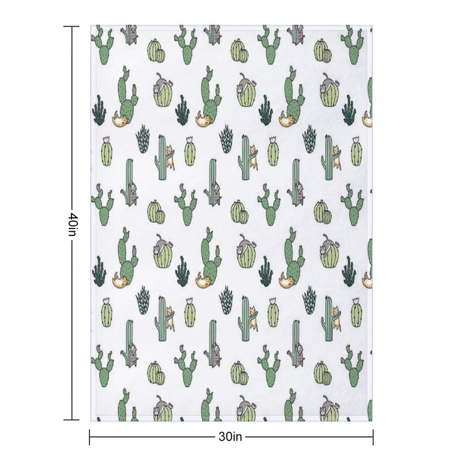 Cacti Cats Machine-washable Throw Blanket