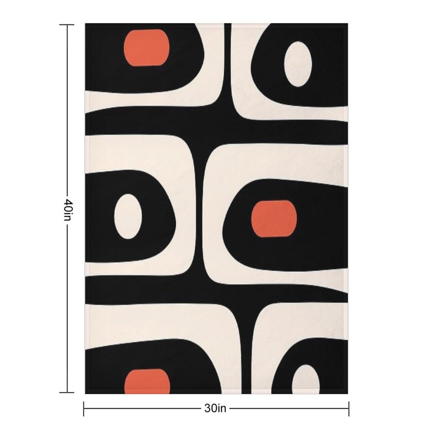 Mid Century Modern Piquet Abstract Pattern Black, Orange, And Almond Cream Travel-friendly Throw Blanket