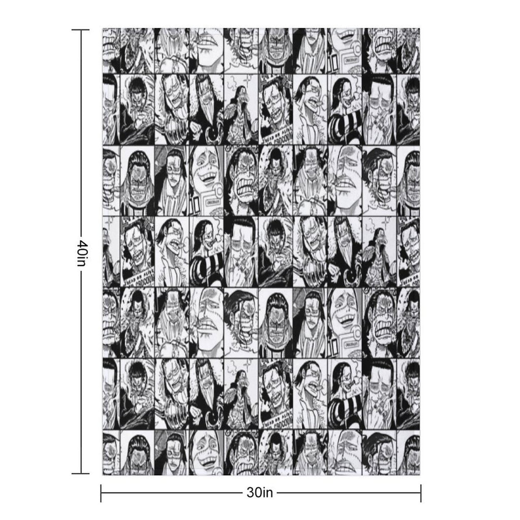 Crocodile  - One Piece Manga Panel Collage Versatility Throw Blanket