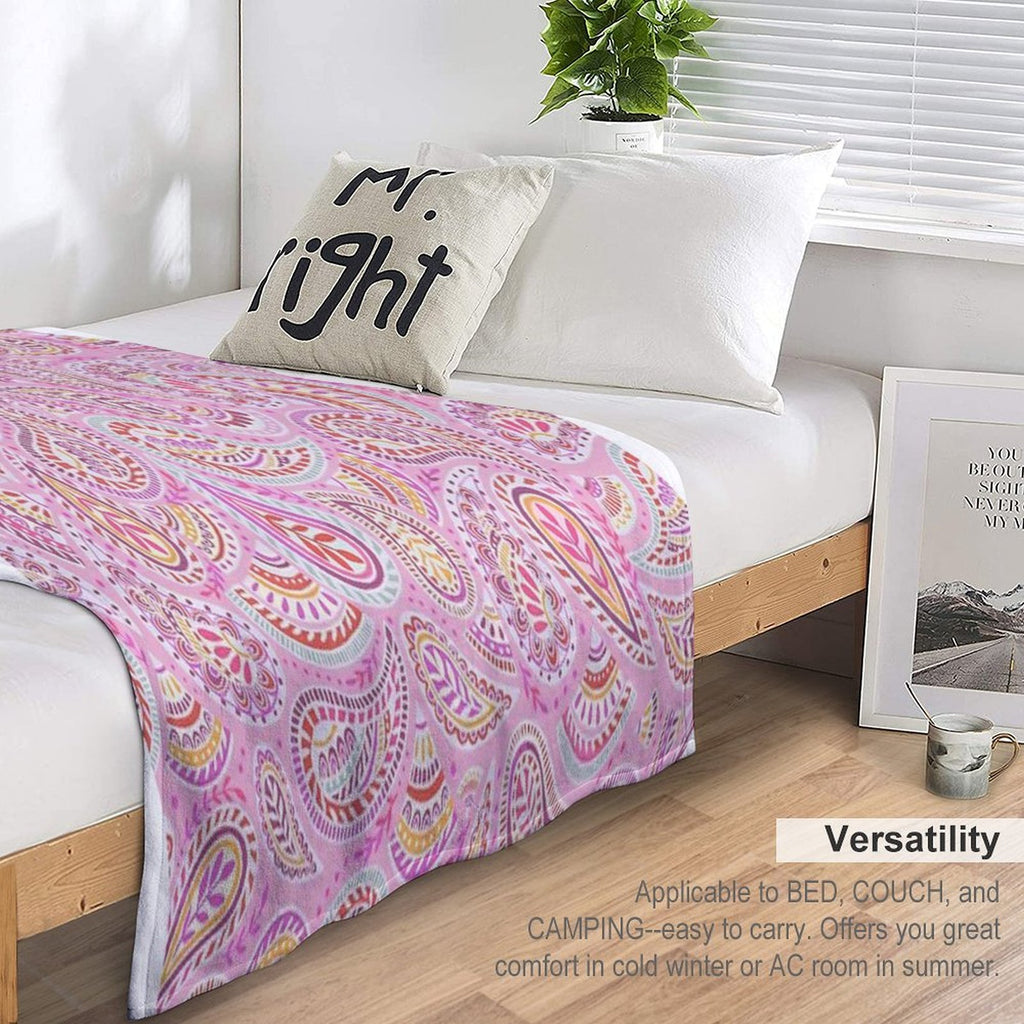 Pink Paisley Plush Throw Blanket